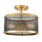 Brass Flush Mount Ceiling Light  Drum Metal Shade  | Claxy